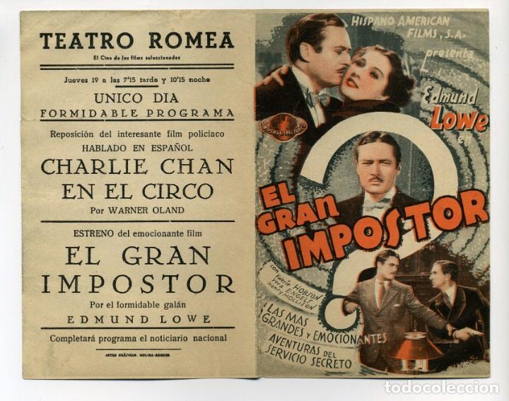 Cine: EL GRAN IMPOSTOR, con Edmund Lowe. - Foto 1