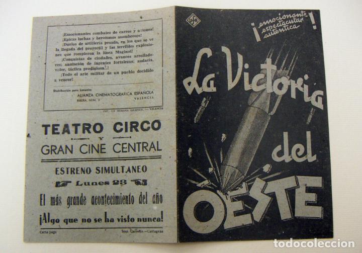 Cine: PROGRAMA DE CINE DOBLE LA VICTORIA DEL OESTE PUBLICIDAD TEATRO CIRCO - Foto 1