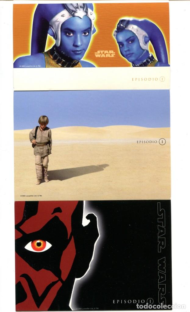 Cine: STAR WARS, EPISODIO I. 3 POSTALES. - Foto 1