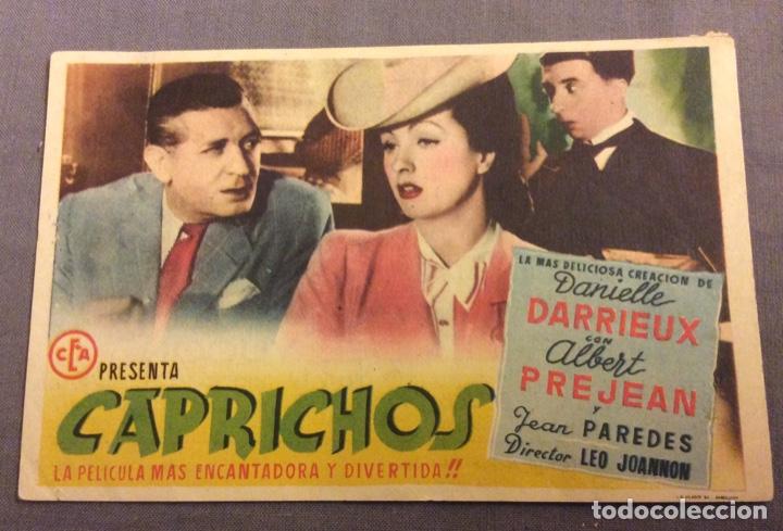 Folhetos de m&atilde;o de filmes antigos de cinema: FOLLETO DE MANO CAPRICHOS. PUBLICIDAD MONUMENTAL CINEMA