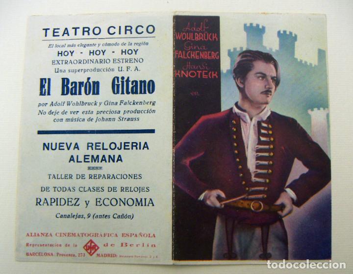 Cine: PROGRAMA DE CINE DOBLE EL BARON GITANO PUBLICIDAD TEATRO CIRCO - Foto 1