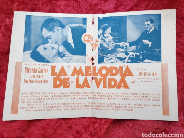 Cine: PROGRAMA DE CINE DOBLE - LA MELODIA DE LA VIDA - FOLLETO DE MANO ORIGINAL - Foto 2