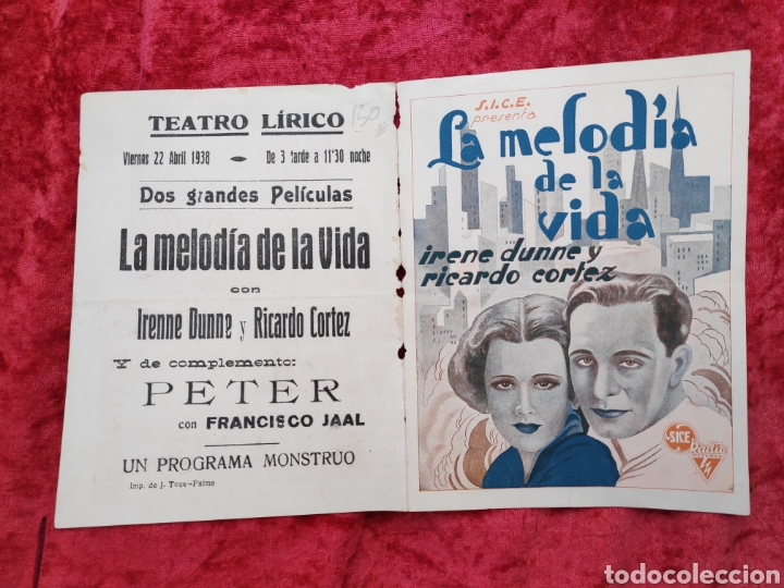 Cine: PROGRAMA DE CINE DOBLE - LA MELODIA DE LA VIDA - FOLLETO DE MANO ORIGINAL - Foto 3