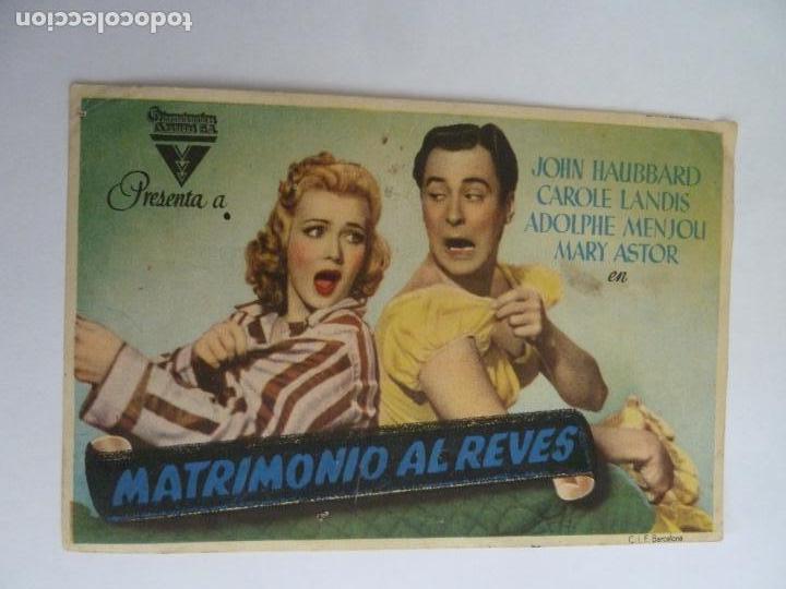 Cinema: matrimonio al reves folleto de mano original estreno perfecto estado