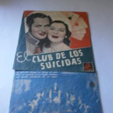 Cine: PROGRAMA DOBLE - EL CLUB DE LOS SUICIDAS - MGM - CINE CENTRAL (ALICANTE) - S.U.E.P. / C.N.T. - 1937.