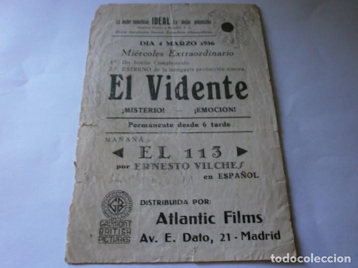 Cine: PROGRAMA DOBLE - EL VIDENTE - CLAUDE RAINS - CINE IDEAL  - 1936. - Foto 3