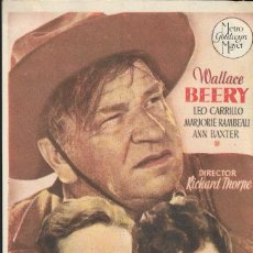 Cine: PROGRAMA DE CINE - PUÑO DE HIERRO - WALLACE BEERY - MGM - 1940 - SIN PUBLICIDAD.