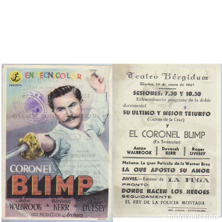 Cine: Programa de cine Coronel Blimp. 1947. - Foto 1