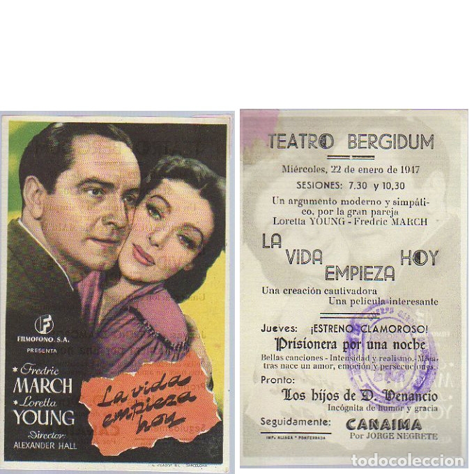 Cine: Programa de cine La vida empieza hoy 1947. - Foto 1