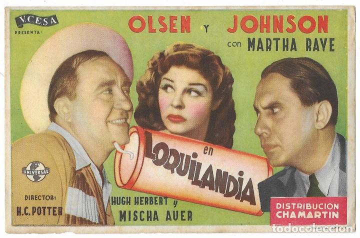 Cine: Olsen y Johnson con Martha Rave en Loquilandia. programa de mano - Foto 1