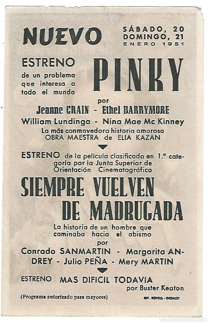 Cine: Pinky - Programa de cine Badalona C/P 1951 - Foto 2