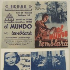 Cine: PROGRAMA DE CINE DOBLE EL MUNDO TEMBLARA PUBLICIDAD IDEAL 1942 ORIGINAL. Lote 160651458