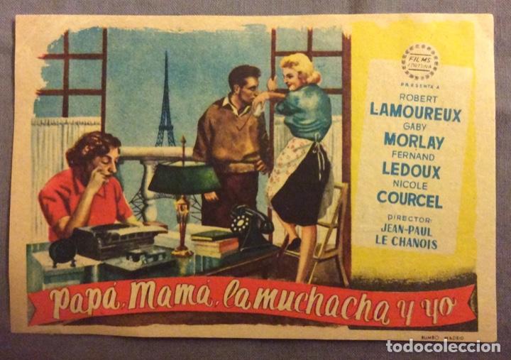 Folhetos de m&atilde;o de filmes antigos de cinema: FOLLETO DE MANO PAPA, MAMA, LA MUCHACHA Y YO. PUBLICIDAD CINE PERELLO