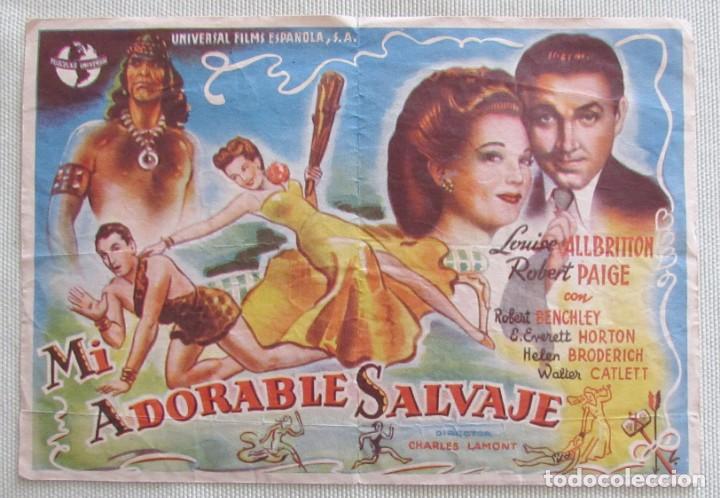 Folhetos de m&atilde;o de filmes antigos de cinema: Programa de mano de cine. Mi adorable salvaje. Original. Louise Allbritton. Robert Paige.