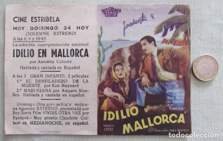 Folhetos de m&atilde;o de filmes antigos de cinema: Programa folleto mano cine. Idilio en Mallorca. Anto&ntilde;ita Colome. Original