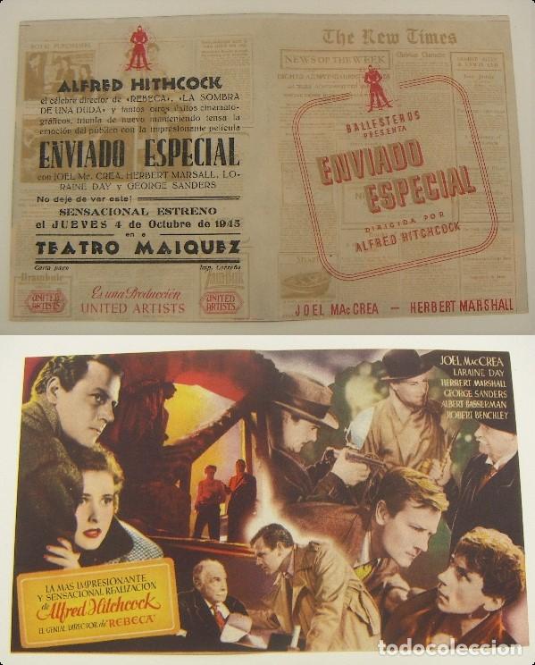  Foglietti di film di film antichi di cinema: PROGRAMA DE CINE DOBLE ENVIADO ESPECIAL PUBLICIDAD TEATRO MAIQUEZ 1945 ORIGINAL
