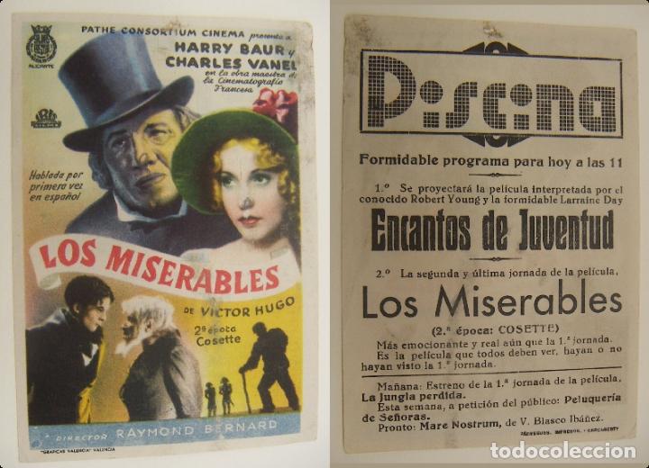 Cine: PROGRAMA DE CINE LOS MISERABLES PUBLICIDAD PISCINA ORIGINAL - Foto 1