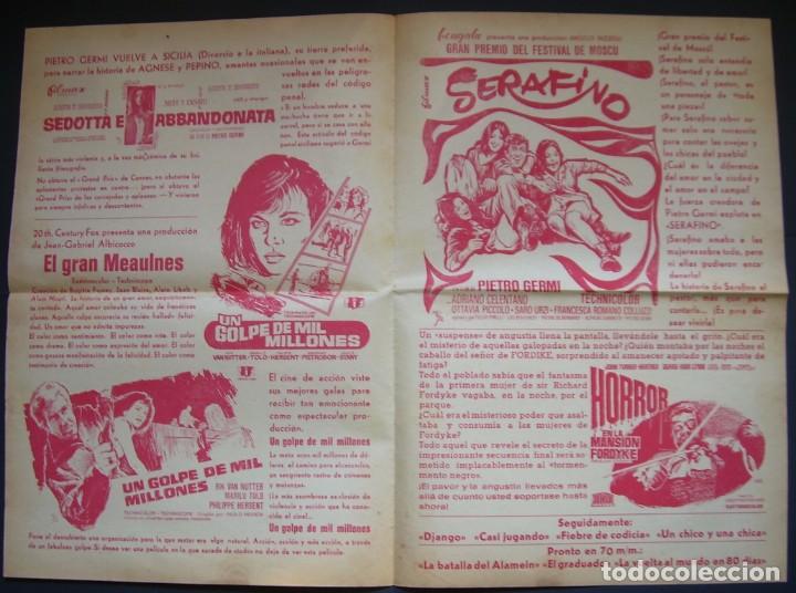 Cine: PROGRAMA DE MANO. AL ESTE DE JAVA, ESTA PERRA VIDA, HORROR EN LA MANSION FORDIKE. IGUALADA, 1970 - Foto 2
