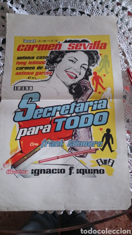 Folhetos de m&atilde;o de filmes antigos de cinema: Carmen sevilla secretaria para todo 28 x 44