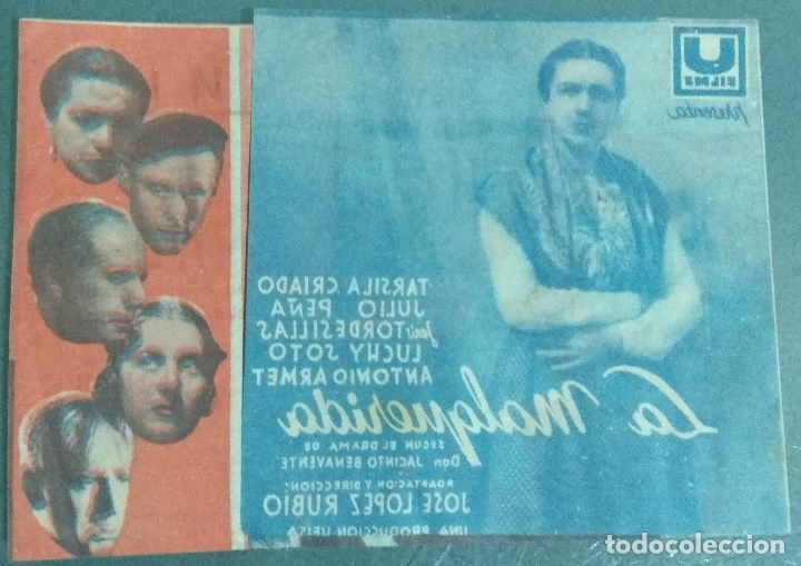 Cine: LA MALQUERIDA - 1941 - PROGRAMA DOBLE DE MANO CON PUBLICIDAD - Foto 1