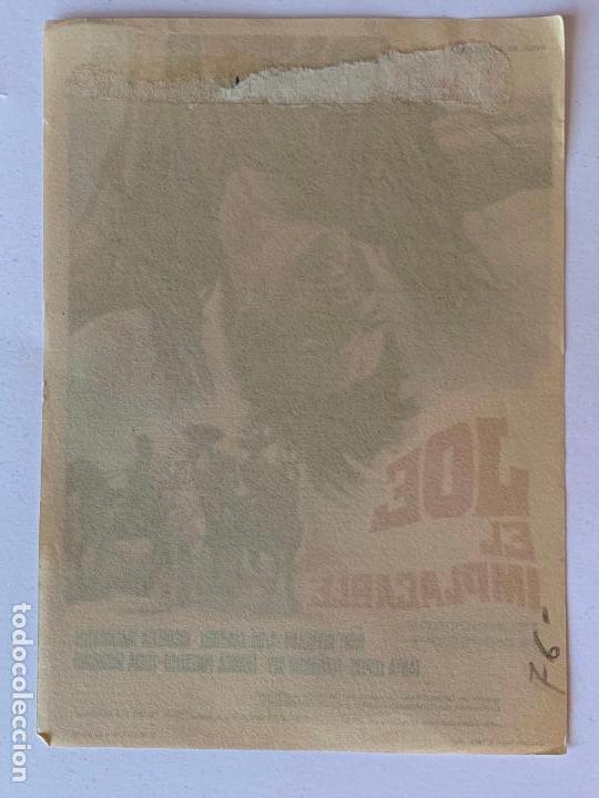 Cine: FOLLETO DE CINE JOE EL IMPLACABLE. SIN PUBLICIDAD. - Foto 2