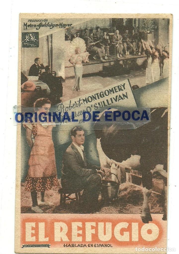 Folhetos de m&atilde;o de filmes antigos de cinema: (PG-190467)PROGRAMA DE CINE EL REFUGIO - CINEMA ZORRILLA - A&Ntilde;O 1936