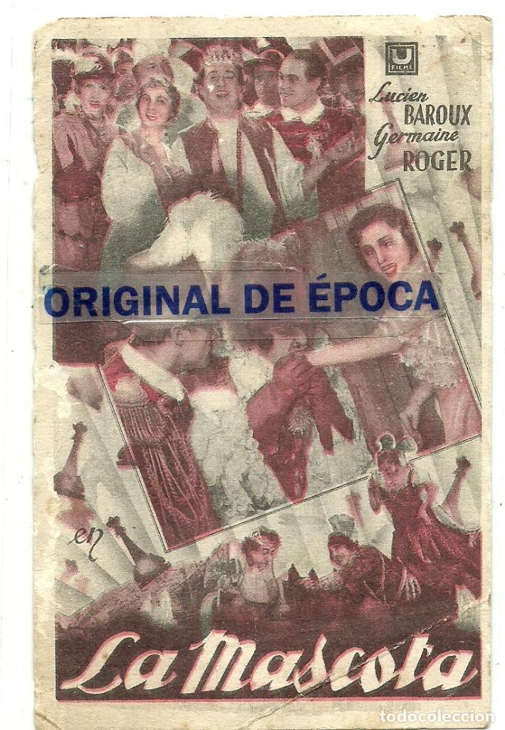 Folhetos de m&atilde;o de filmes antigos de cinema: (PG-190462)PROGRAMA DE CINE LA MASCOTA - TEATRE GUIMERA PICAROL CINEMA - A&Ntilde;O 1936