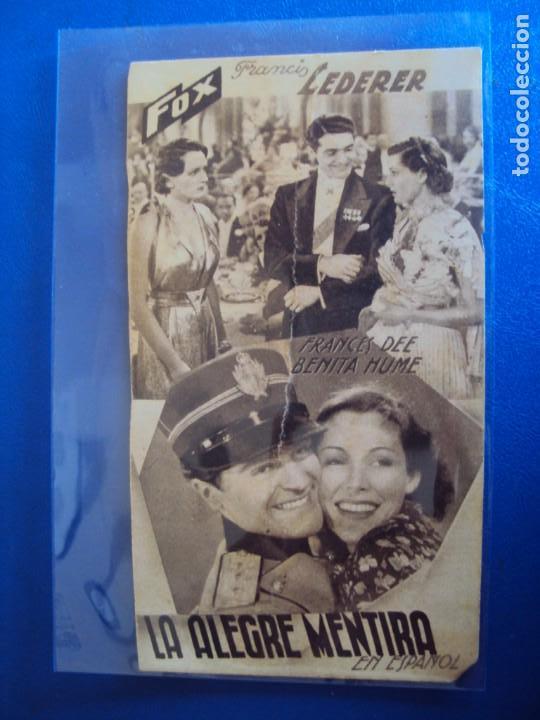 Folhetos de m&atilde;o de filmes antigos de cinema: (PG-190485)PROGRAMA DE CINE - LA ALEGRE MENTIRA - CINEMAS IDEAL I PRINCIPAL - A&Ntilde;O 1937