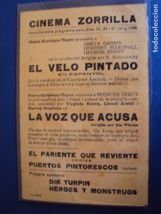 Folhetos de m&atilde;o de filmes antigos de cinema: (PG-190504)PROGRAMA DE CINE - LA VOZ QUE ACUSA - CINEMA ZORRILLA - A&Ntilde;O 1936