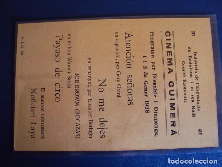 Folhetos de m&atilde;o de filmes antigos de cinema: (PG-190510)PROGRAMA DE CINE - NO ME DEJES - CINEMA GUIMERA - A&Ntilde;O 1938