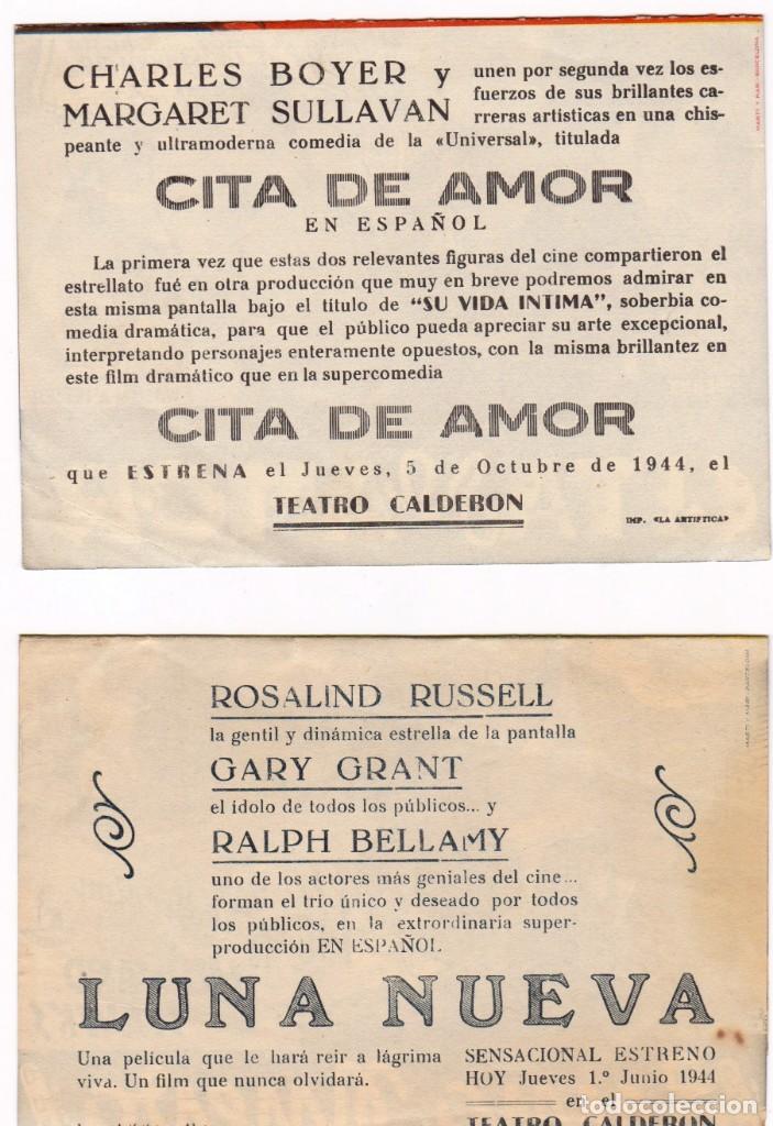 Cine: PROGRAMAS DOBLES A&Ntilde;O 1944. TEATRO CALDER&Oacute;N. ALCOY - Foto 2