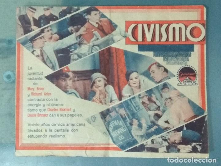 Cine: CIVISMO - 1934 - PROGRAMA DE MANO DOBLE - Foto 2