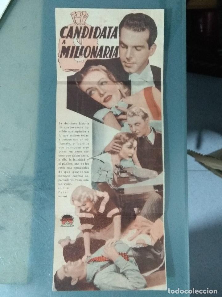 Cine: CANDIDATA A MILLONARIA - 1937 - PROGRAMA DE MANO TRIPLE (DESPLEGABLE) - Foto 2