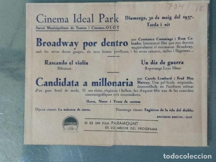 Cine: CANDIDATA A MILLONARIA - 1937 - PROGRAMA DE MANO TRIPLE (DESPLEGABLE) - Foto 3
