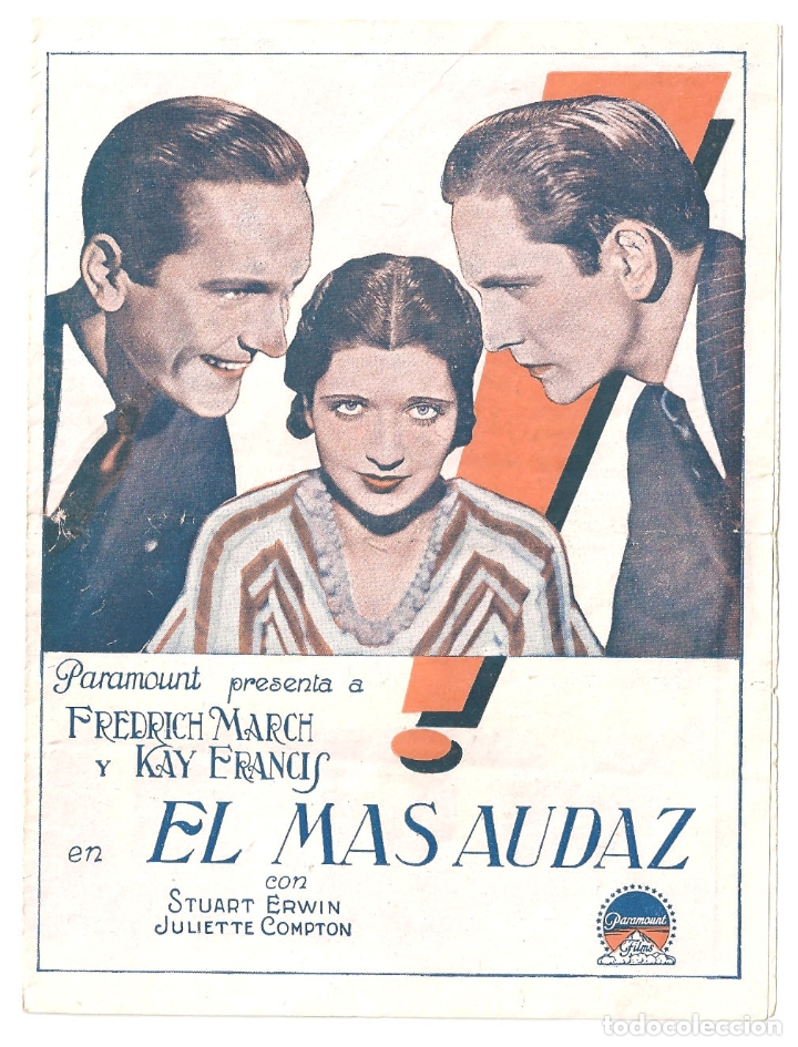Cine: PTCC 039 EL MAS AUDAZ PROGRAMA DOBLE PARAMOUNT FREDRIC MARCH KAY FRANCIS - Foto 1