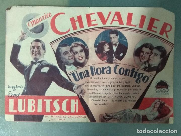 Cine: UNA HORA CONTIGO - 1930 - PROGRAMA DE MANO DOBLE. - Foto 2