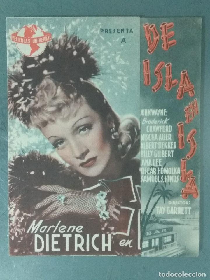Cine: DE ISLA EN ISLA (MARLENE DIETRICH). PROGRAMA DE MANO DOBLE. - Foto 1