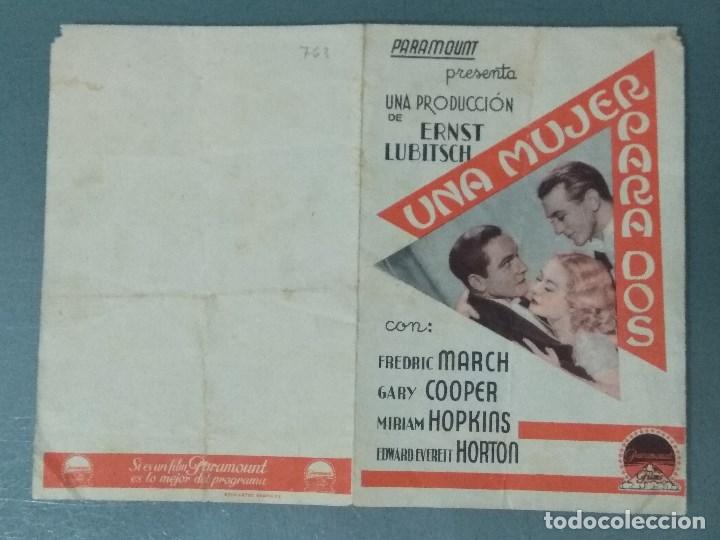 Cine: UNA MUJER PARA DOS  1935 - PROGRAMA DE MANO DOBLE - Foto 2