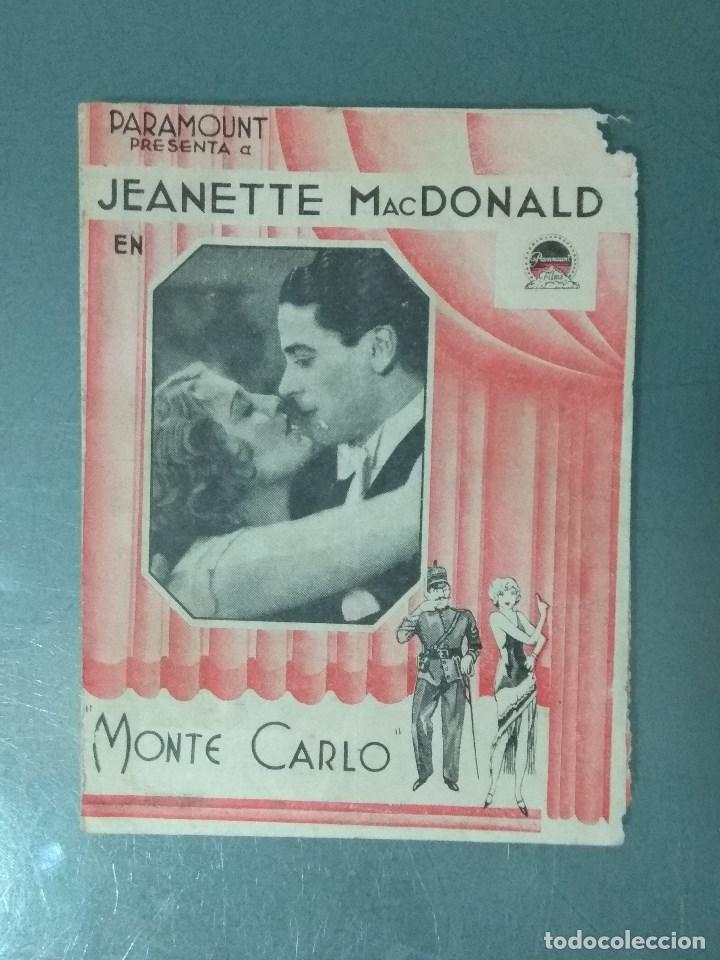 Cine: MONTE CARLO (1931). PROGRAMA DE MANO DOBLE. - Foto 1
