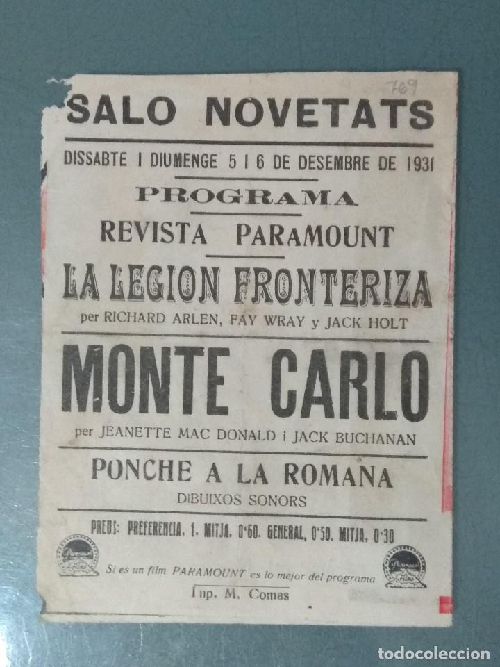 Cine: MONTE CARLO (1931). PROGRAMA DE MANO DOBLE. - Foto 3
