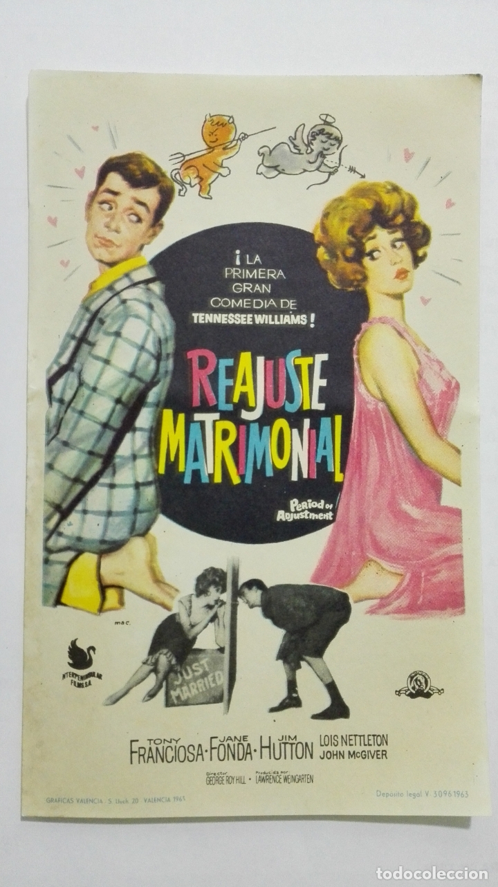 Cine: PROGRAMA DE MANO, REAJUSTE MATRIMONIAL, A&Ntilde;OS 60, SIN PUBLICIDAD