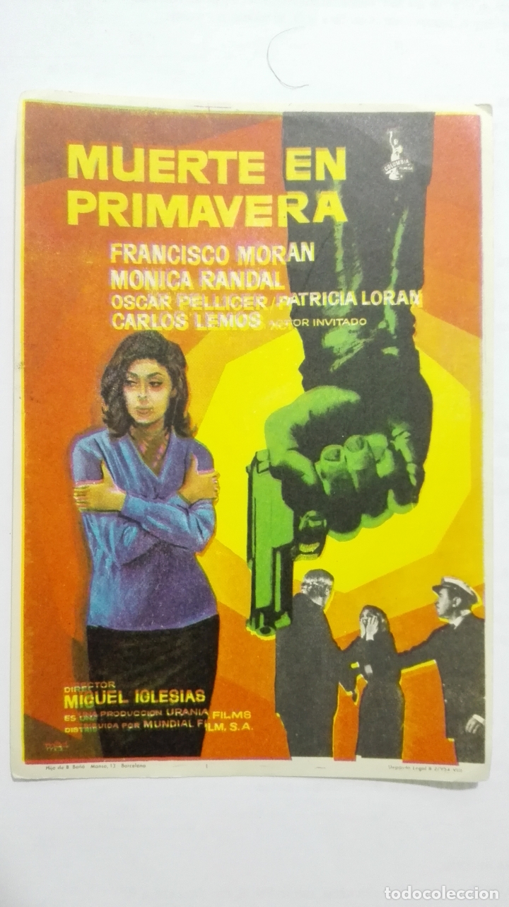 Cine: FOLLETO DE CINE, MUERTE EN PRIMAVERA, A&Ntilde;OS 60, SIN PUBLICIDAD