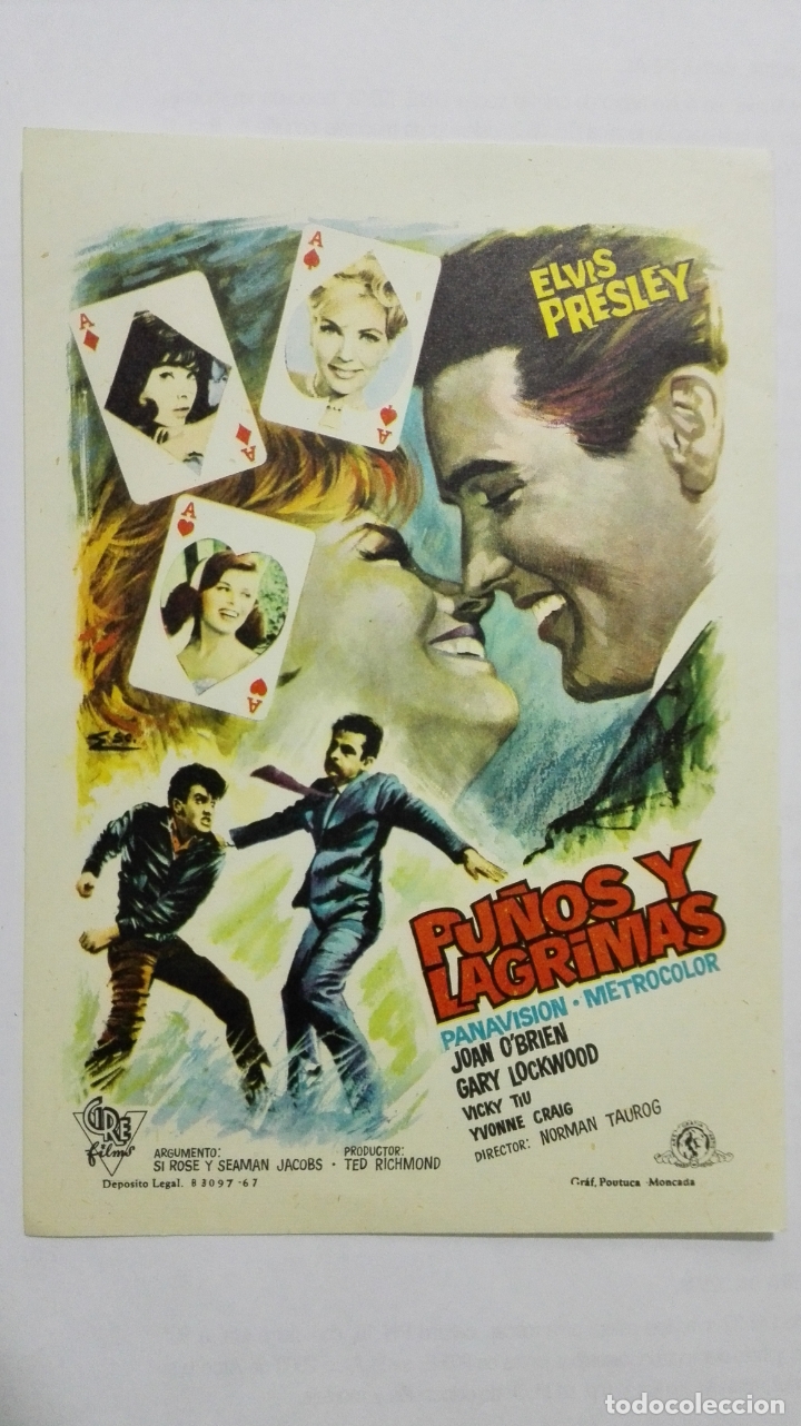 Cine: FOLLETO DE CINE, PU&Ntilde;OS Y LAGRIMAS, A&Ntilde;OS 60, SIN PUBLICIDAD