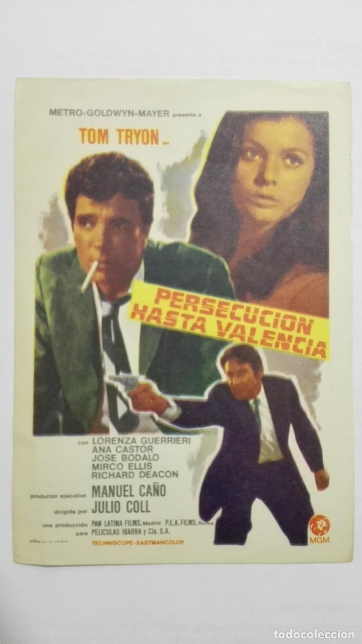 Cine: FOLLETO DE CINE, PERSECUCION HASTA VALENCIA, A&Ntilde;OS 60, SIN PUBLICIDAD