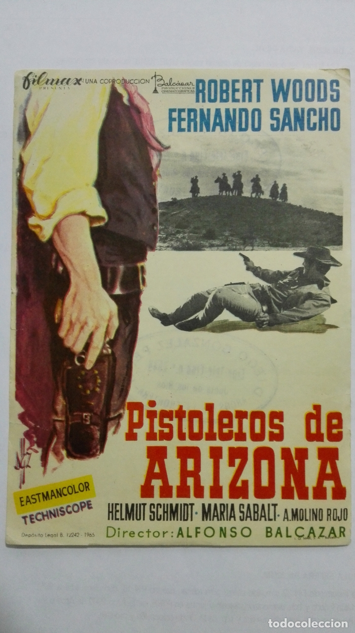 Cine: FOLLETO DE CINE, PISTOLEROS DE ARIZONA, A&Ntilde;OS 60, SIN PUBLICIDAD