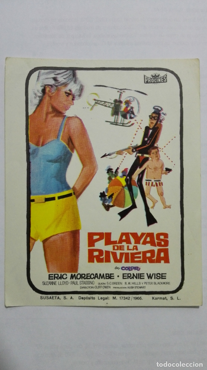 Cine: FOLLETO DE CINE, PLAYAS DE LA RIVIERA, A&Ntilde;OS 60, SIN PUBLICIDAD