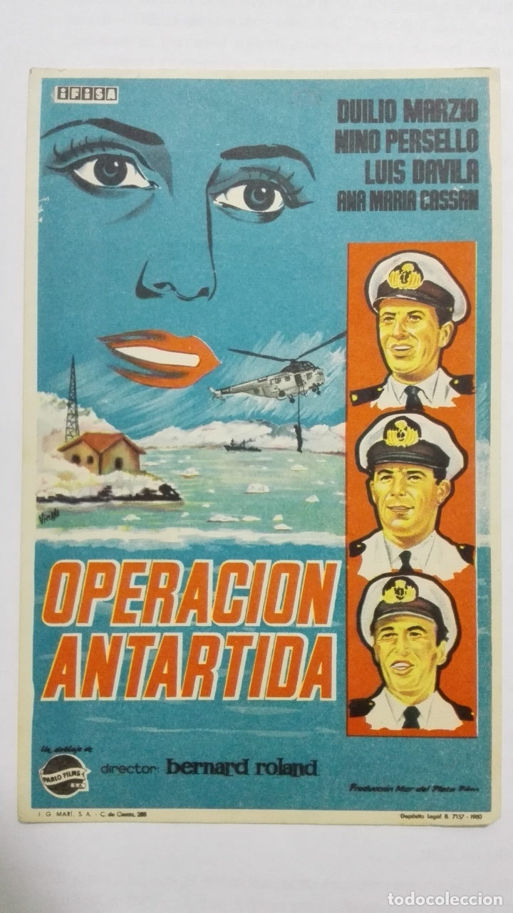 Folhetos de m&atilde;o de filmes antigos de cinema: FOLLETO DE CINE, OPERACION ANTARTIDA, A&Ntilde;OS 60, SIN PUBLICIDAD