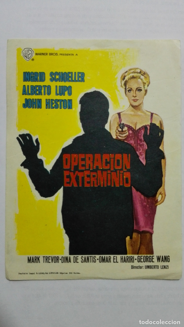 Folhetos de m&atilde;o de filmes antigos de cinema: FOLLETO DE CINE, OPERACION EXTERMINIO, A&Ntilde;OS 60, SIN PUBLICIDAD