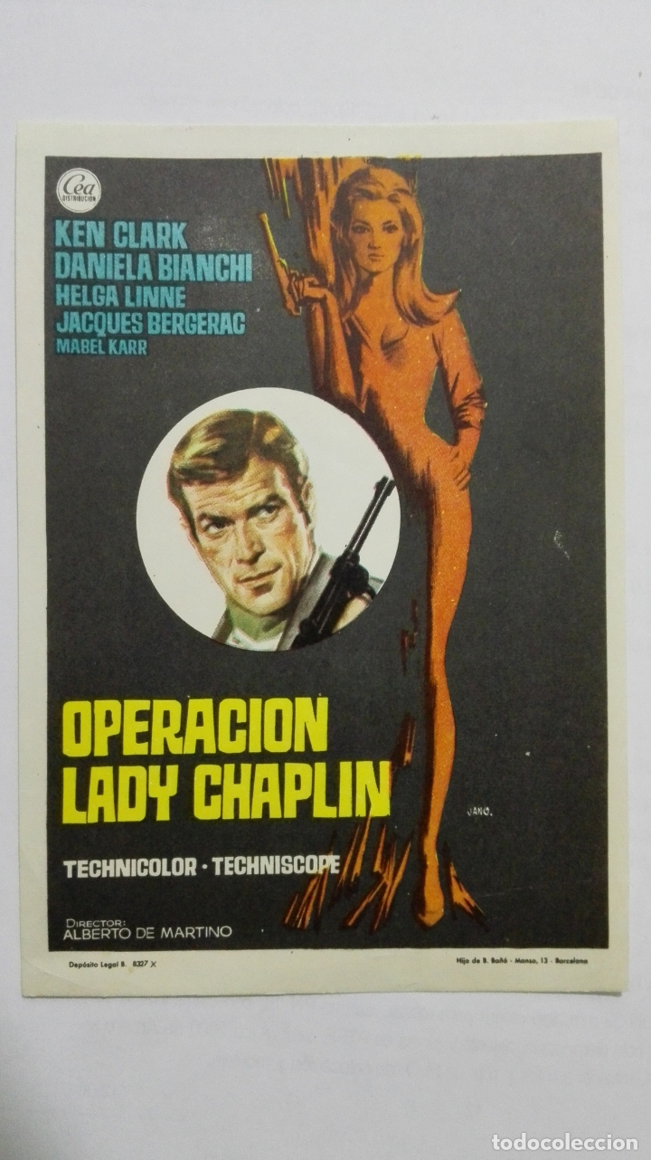 Folhetos de m&atilde;o de filmes antigos de cinema: FOLLETO DE CINE, OPERACION LADY CHAPLIN, A&Ntilde;OS 60, SIN PUBLICIDAD