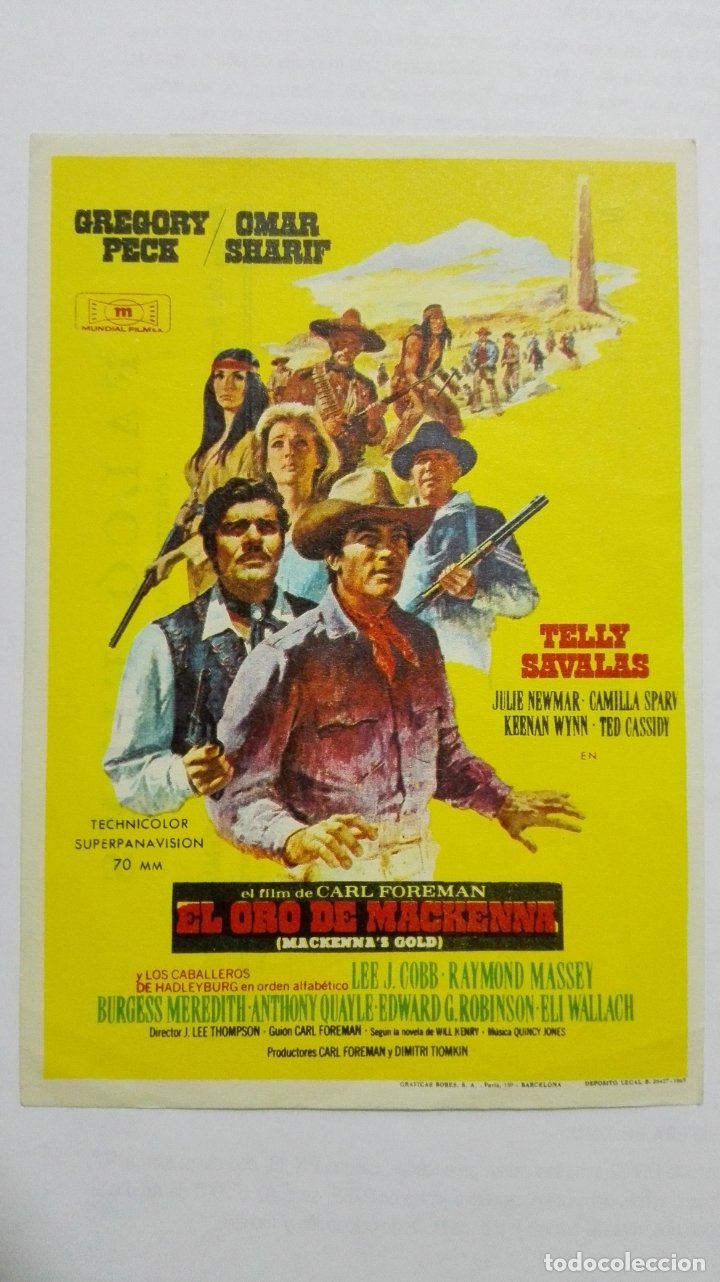 Folhetos de m&atilde;o de filmes antigos de cinema: FOLLETO DE CINE, EL ORO DE MACKENNA, A&Ntilde;OS 60, SIN PUBLICIDAD